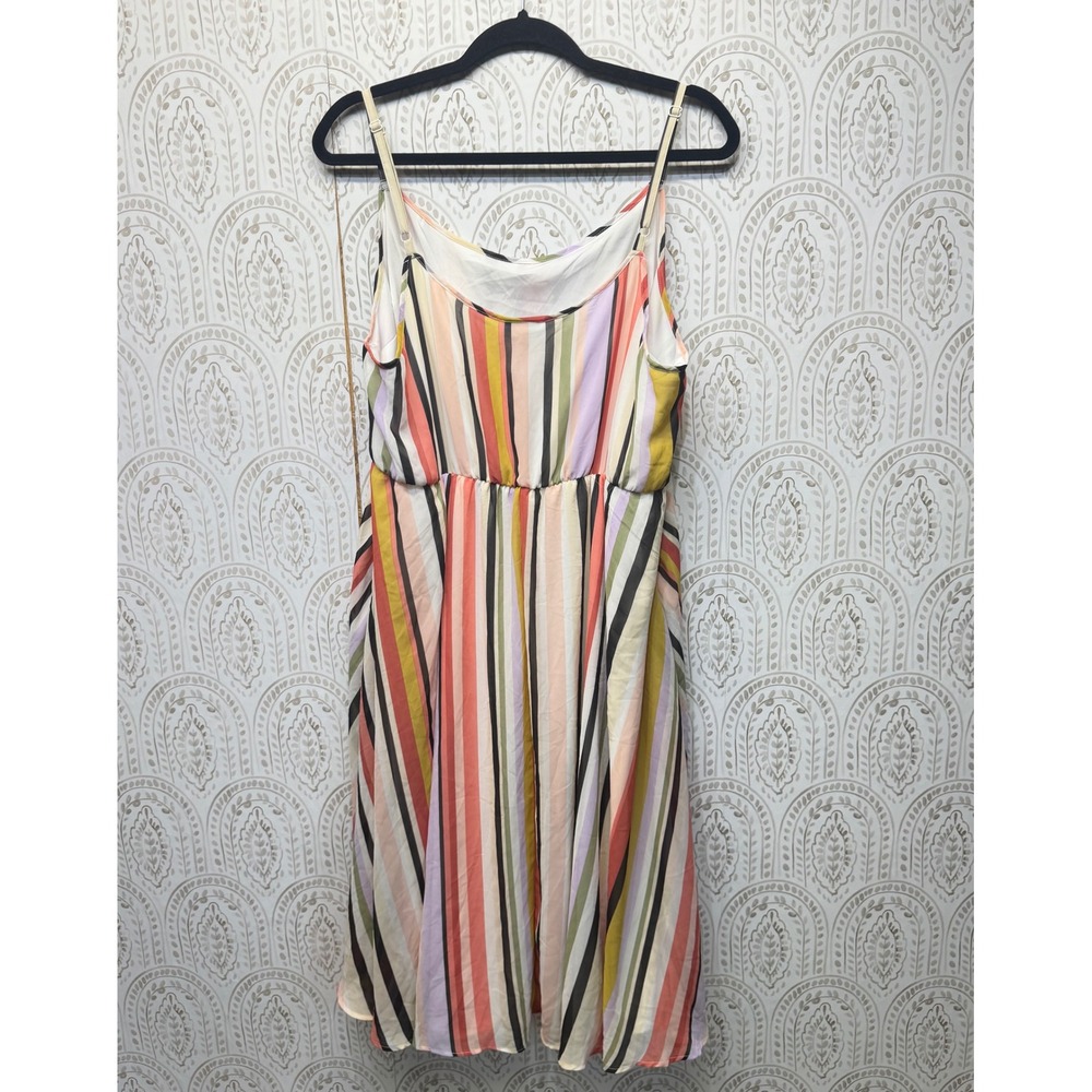 Torrid Chiffon Midi Dress Womens 2 2X Multicolor Stripe Pleated Sleeveless New - Picture 2 of 7